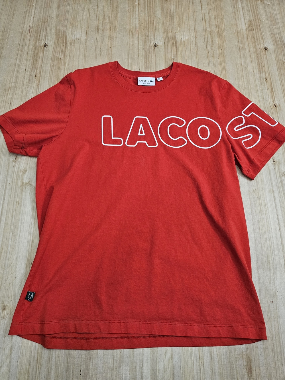 Lacoste Red Crewneck Tee with White Outlined Logo